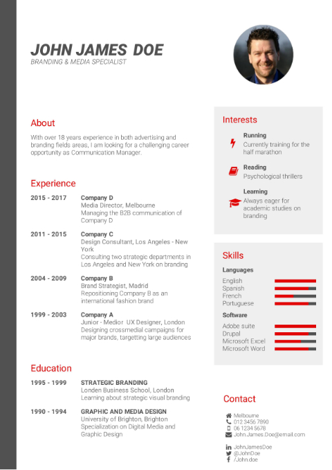CV Template professional red