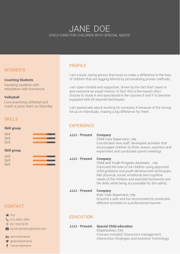 Recommended personal-based CV template