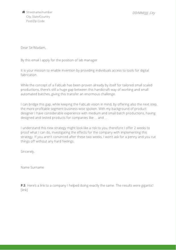 Cover Letter template
