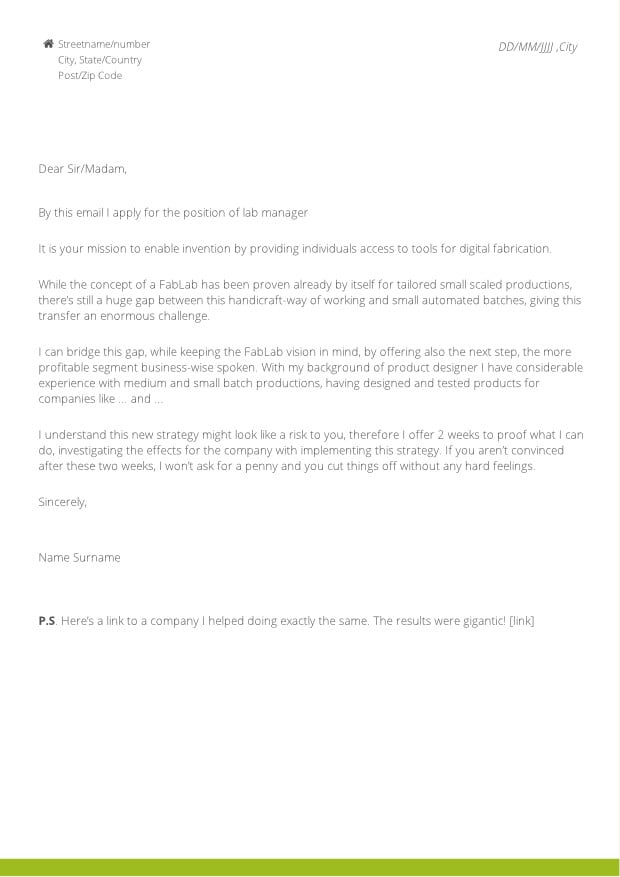 Cover Letter template