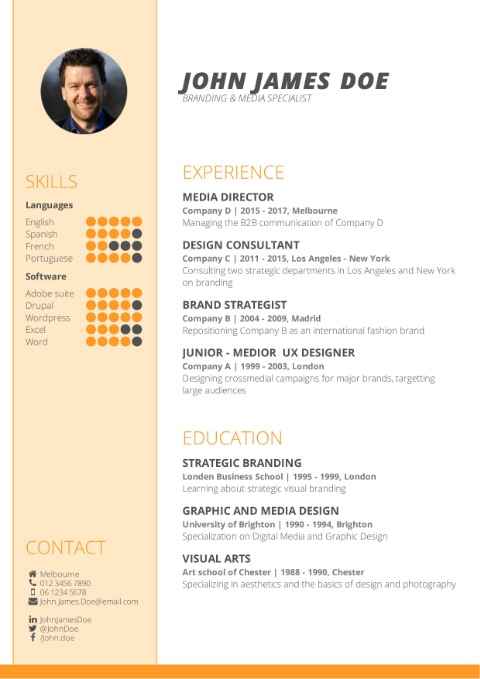 CV Template student orange