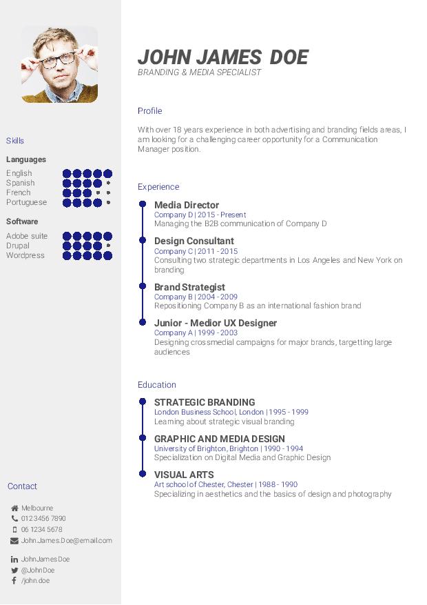 CV Template professional and clean blue