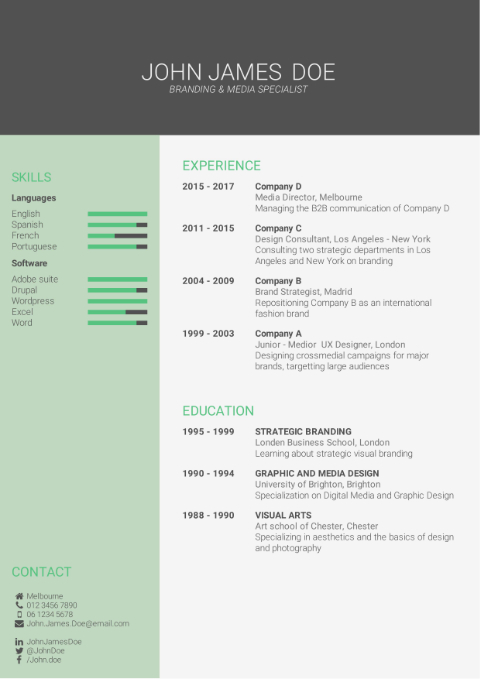 CV Template eye-catching green