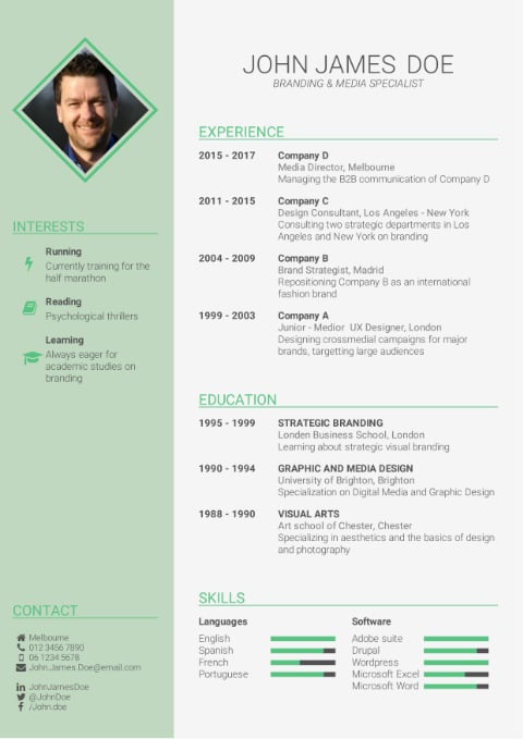 CV Template business green