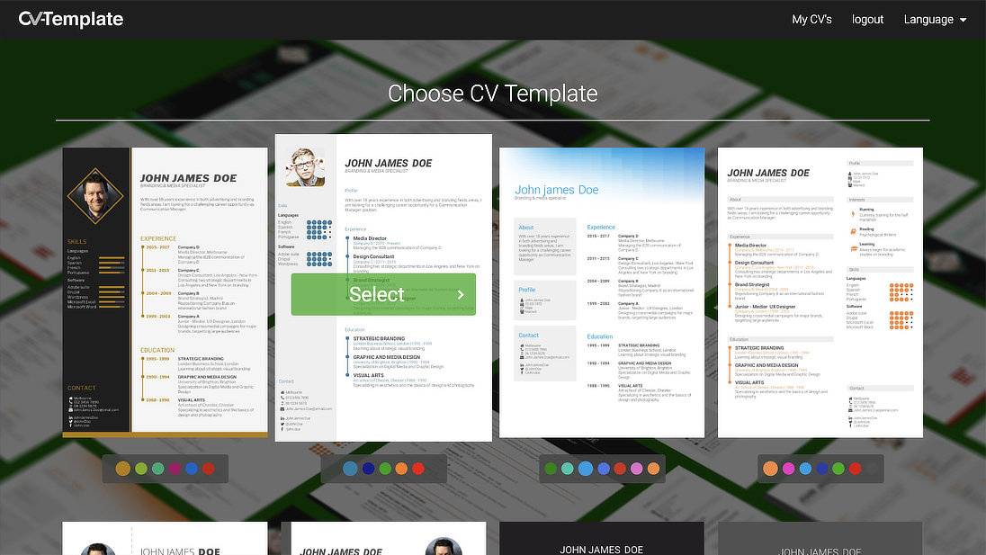 Make your CV eye-catching with my best CV templates. Free online CV Builder! Powerful online CV Builder