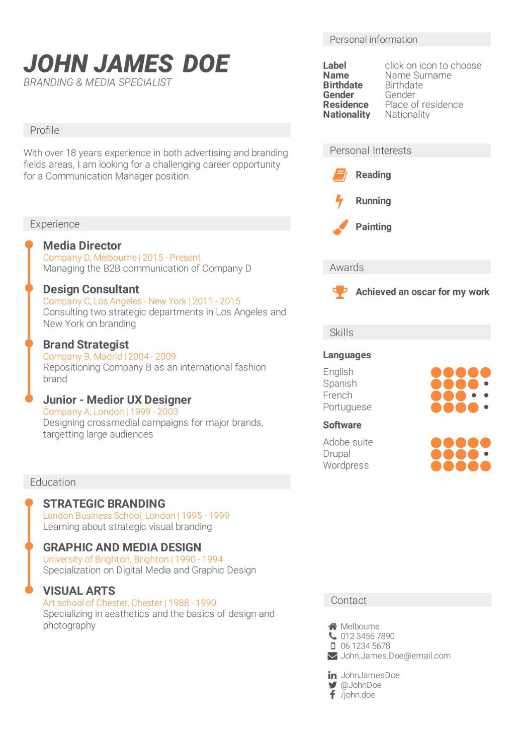 combination chronological skill based cv