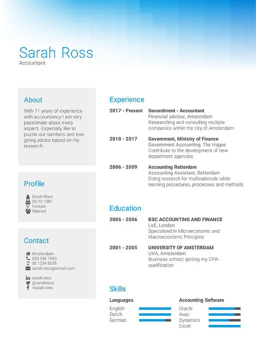 Creative CV Template online builder