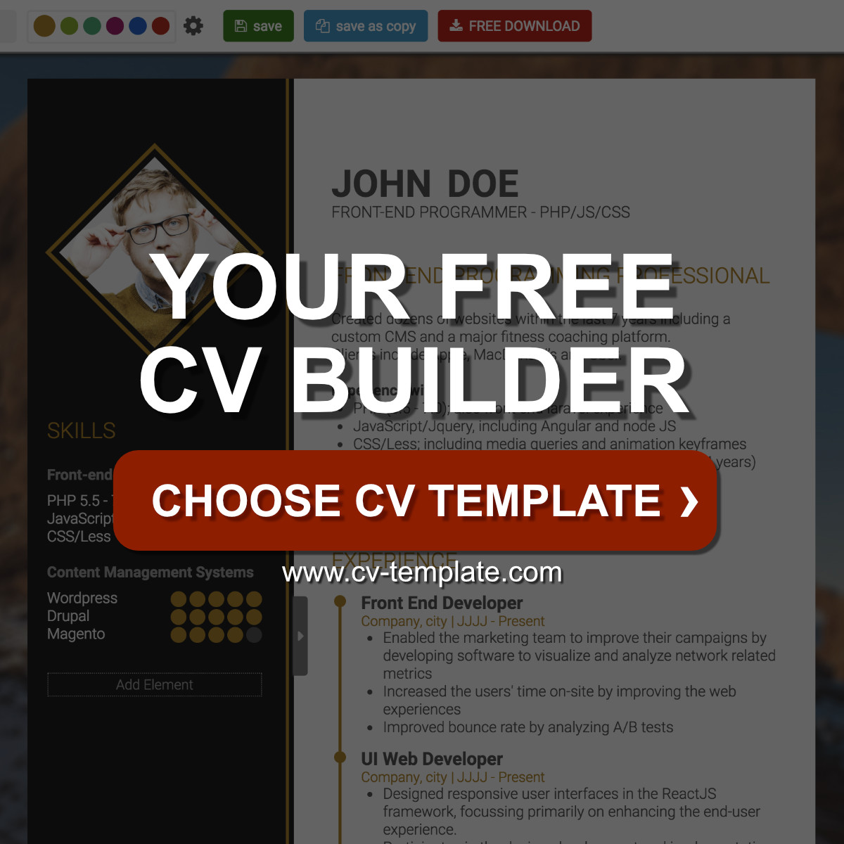 Online Resume Template Free Download from www.cv-template.com