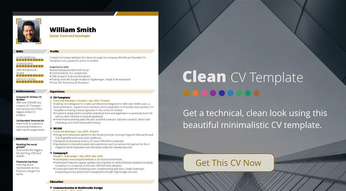 Clean CV template