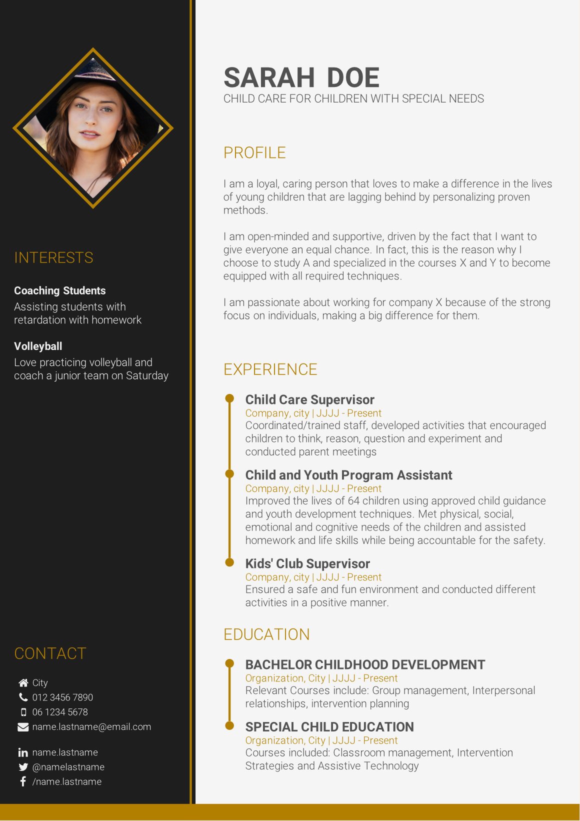 Professional, characteristic CV template