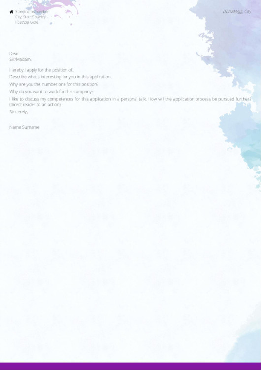 Cover Letter template