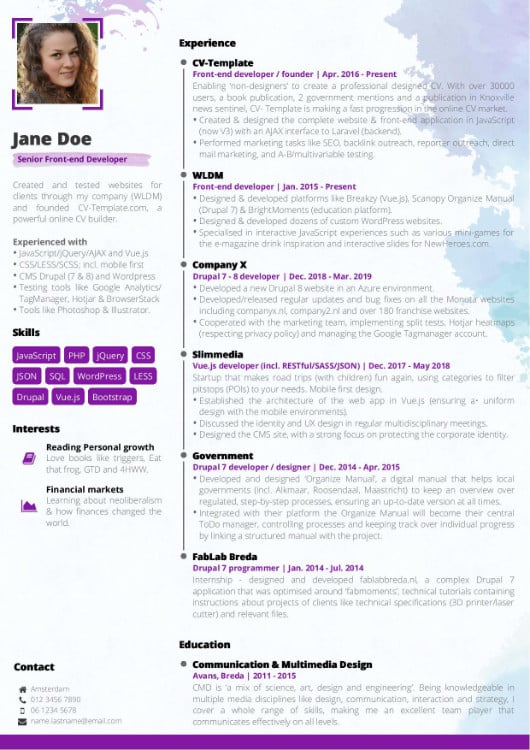 Artist Resume Template Free from www.cv-template.com