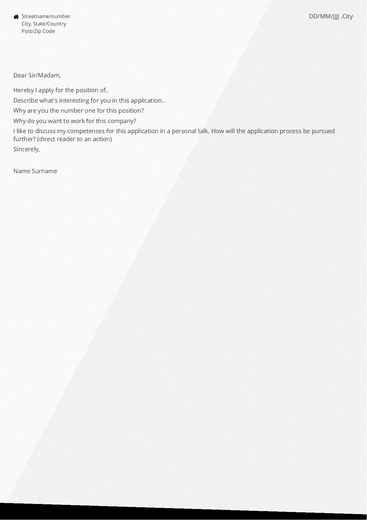 Cover Letter template