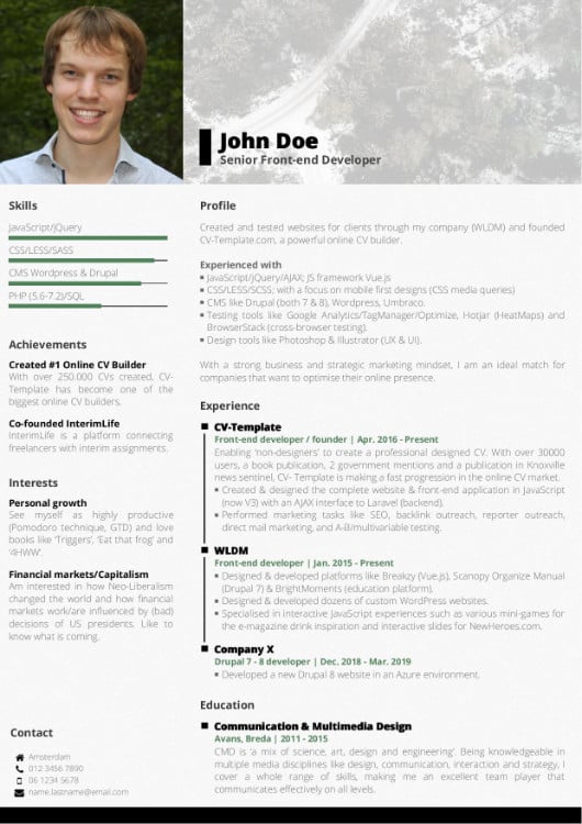 Choose Your Cv Template Free Online Cv Builder