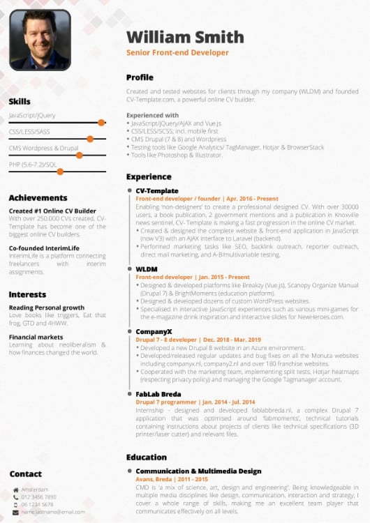 Technical Resume Template from www.cv-template.com